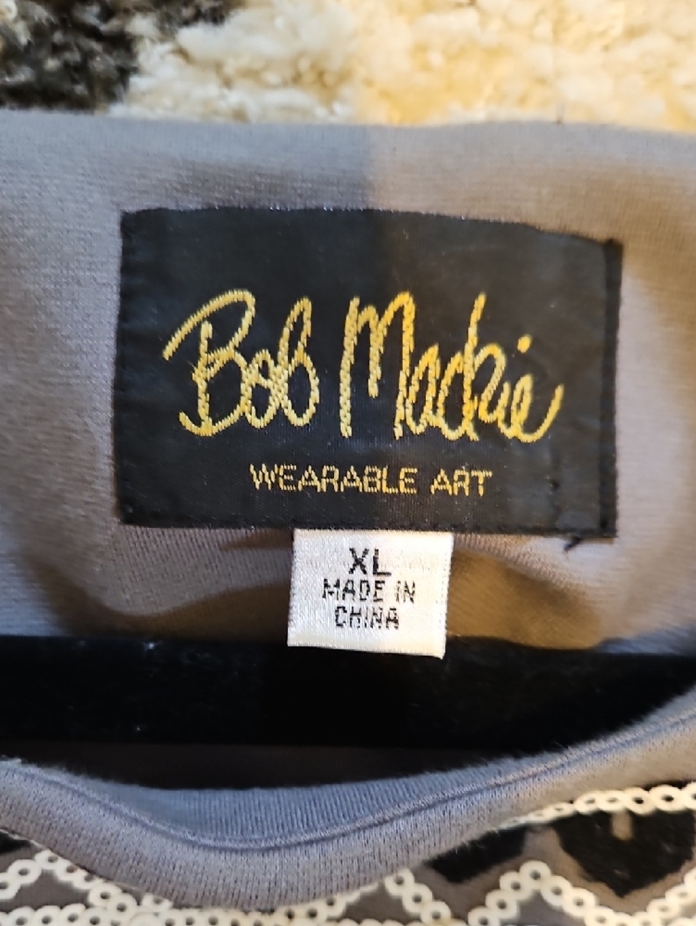 Bob Mackie Gray Pantsuit with Black & White Embroidered Trim - Picture 2 of 5